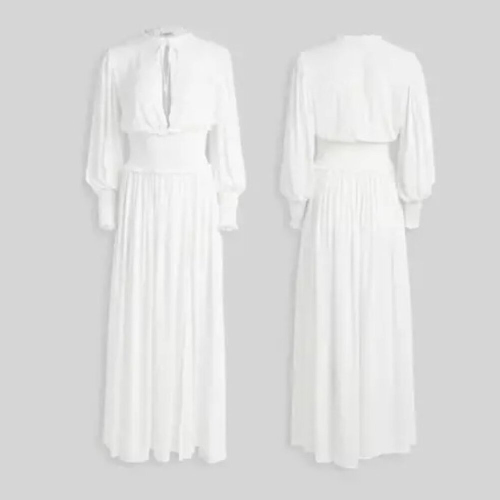 WeWoreWhat ADDISON DRESS Smocked White Maxi Cover Up XS